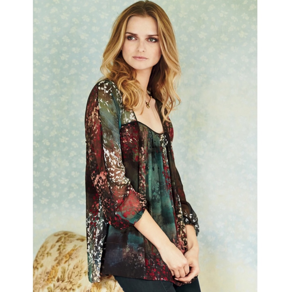 Sheer Multi-Color Printed Women's Blouse